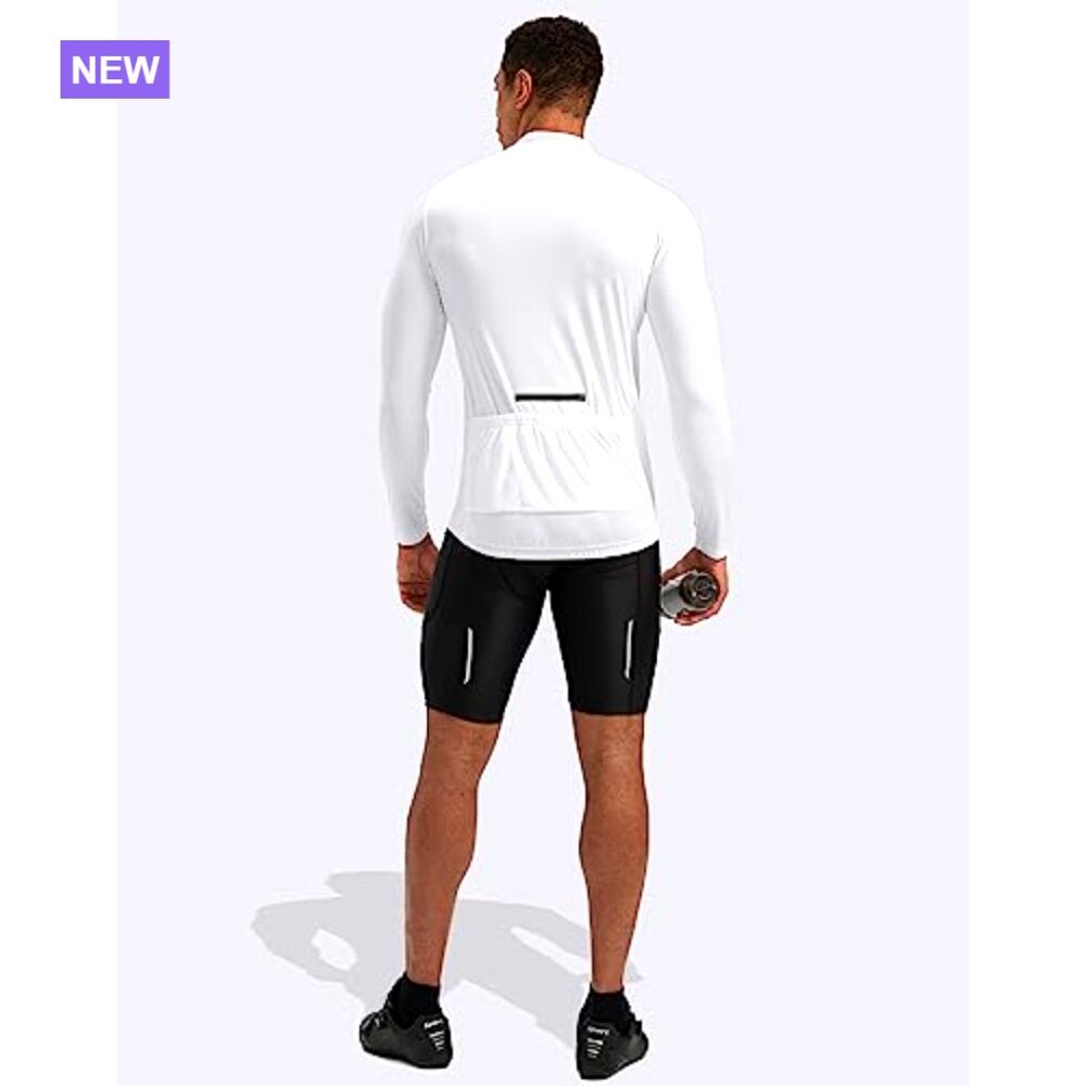 Long Sleeve Cycling Jersey with 4 Pockets UPF 50+ Moisture Wicking - Picture 3 of 6